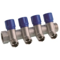 Колектор з вентильними кранами Bianchi 3/4"х4х1/2", синій