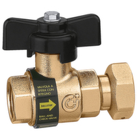 Кульовий кран Caleffi 3/4"ВРx3/4"НГ із вбудованим зворотним клапаном та накидною гайкою з отвором під пломбу