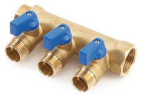Колектор із кранами General Fittings 3/4"х2х1/2" синя ручка