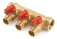 Колектор із кранами General Fittings 3/4"х2х1/2" червона ручка