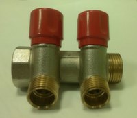 Колектор з вентильними кранами Bianchi 3/4"х2х1/2", червоний