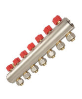 Колектор ECA з вентилями 1"x4x16(2,0), червоні ручки (4 виходи)